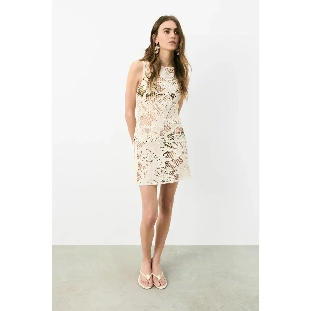 H&M EDITION Crochet Look Mini Tank Dress Cover Up Medium M
